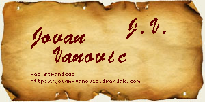 Jovan Vanović vizit kartica